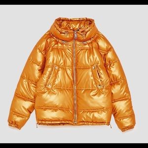 zara gold puffer jacket